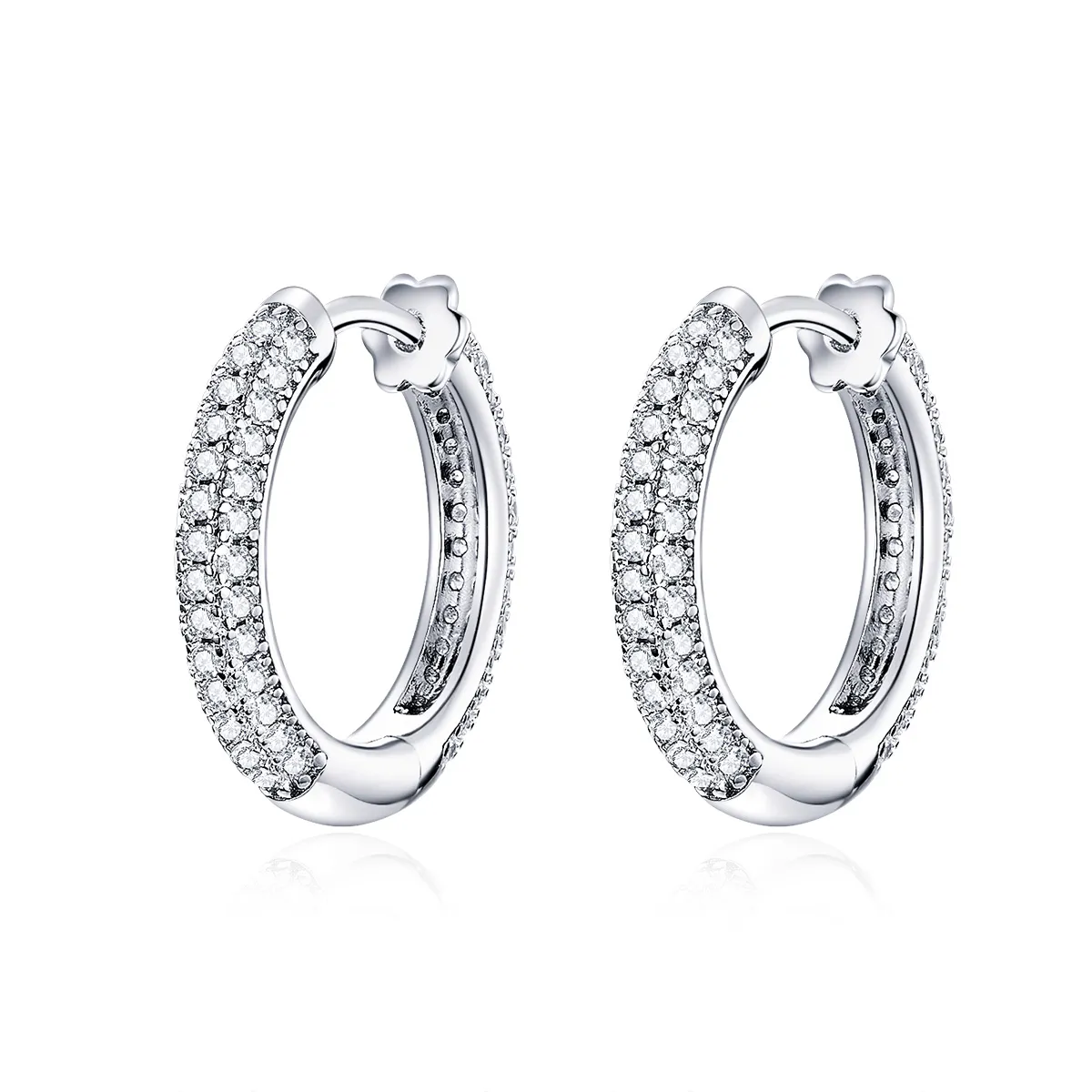 Pandora Style Silver Shining Hoop Earrings - BSE300