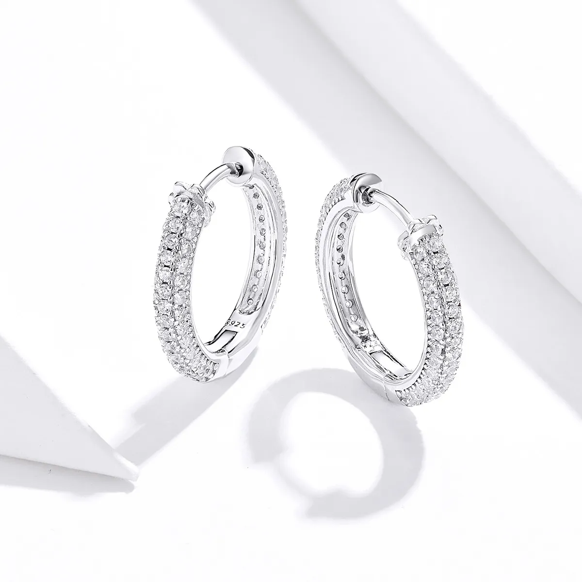 Pandora Style Silver Shining Hoop Earrings - BSE300