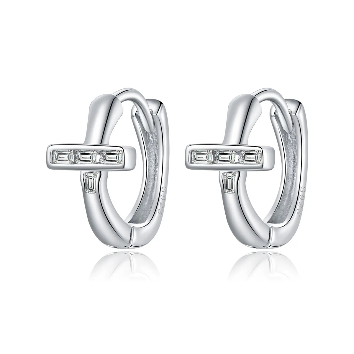 pandora style silver shining hoop earrings sce1041