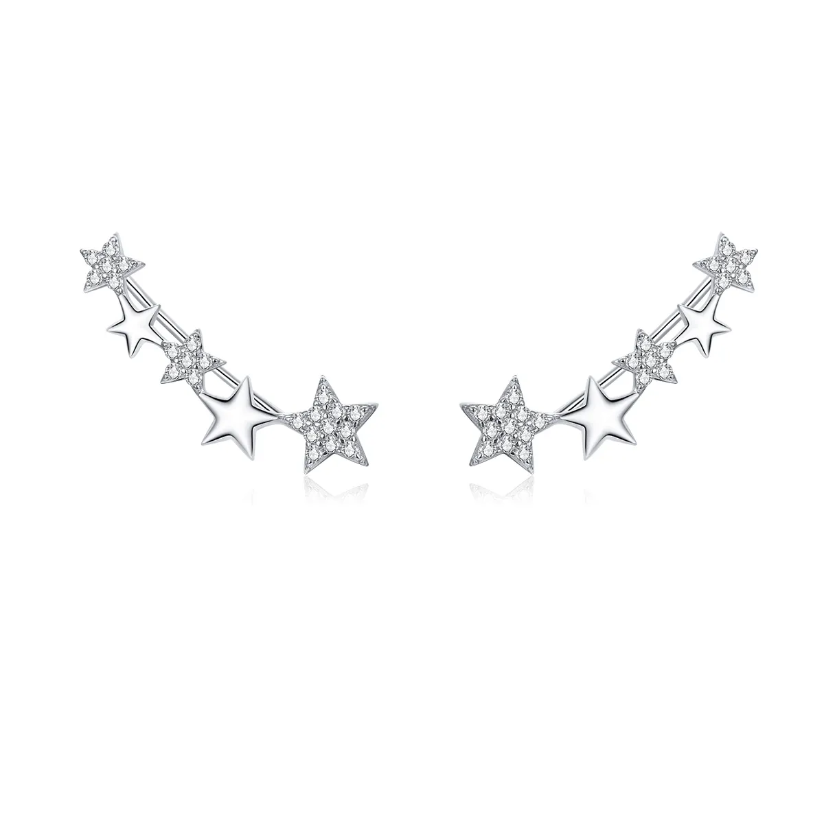 pandora style silver shining stars stud earrings bse351