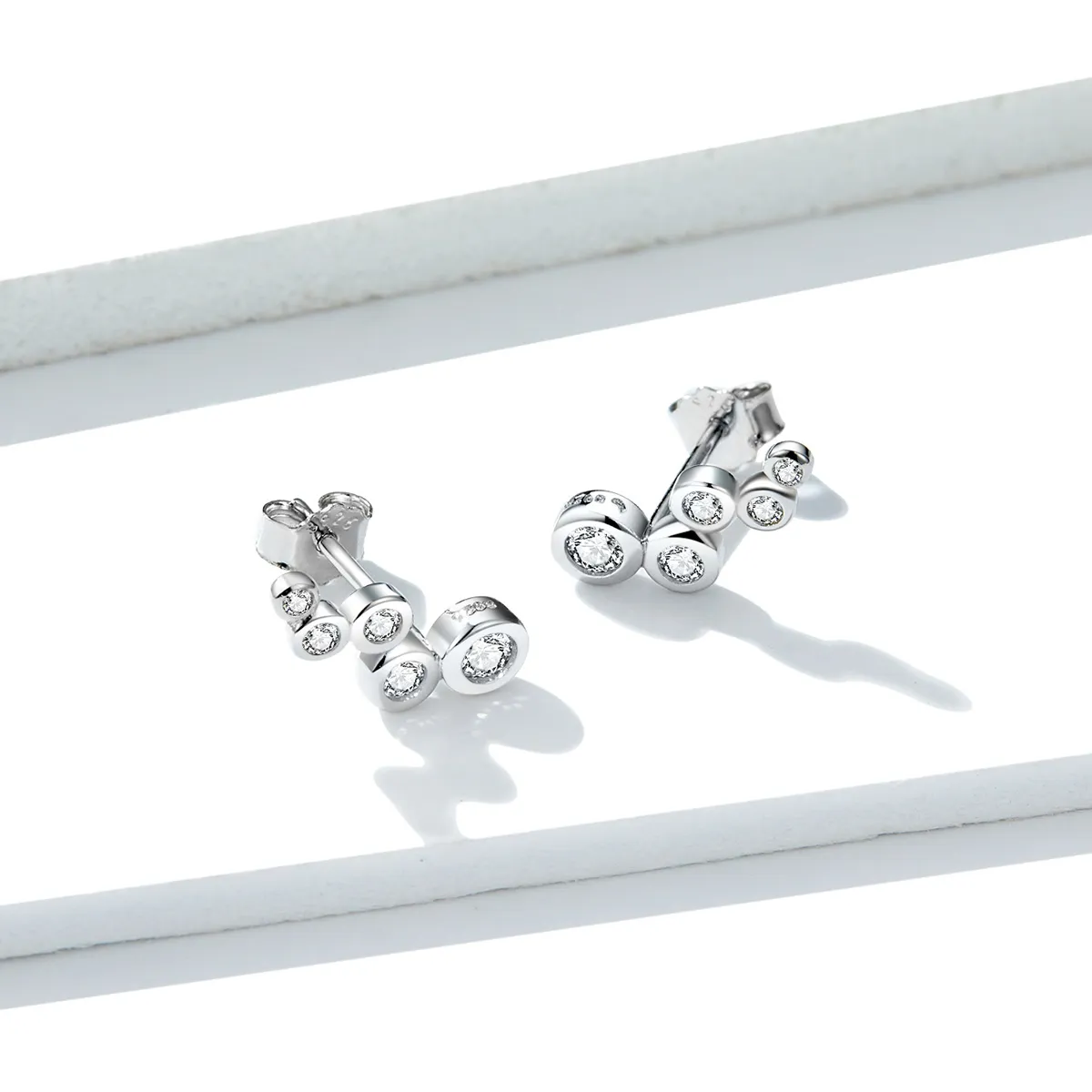 Pandora Style Silver Shiny Elegance Stud Earrings - BSE235