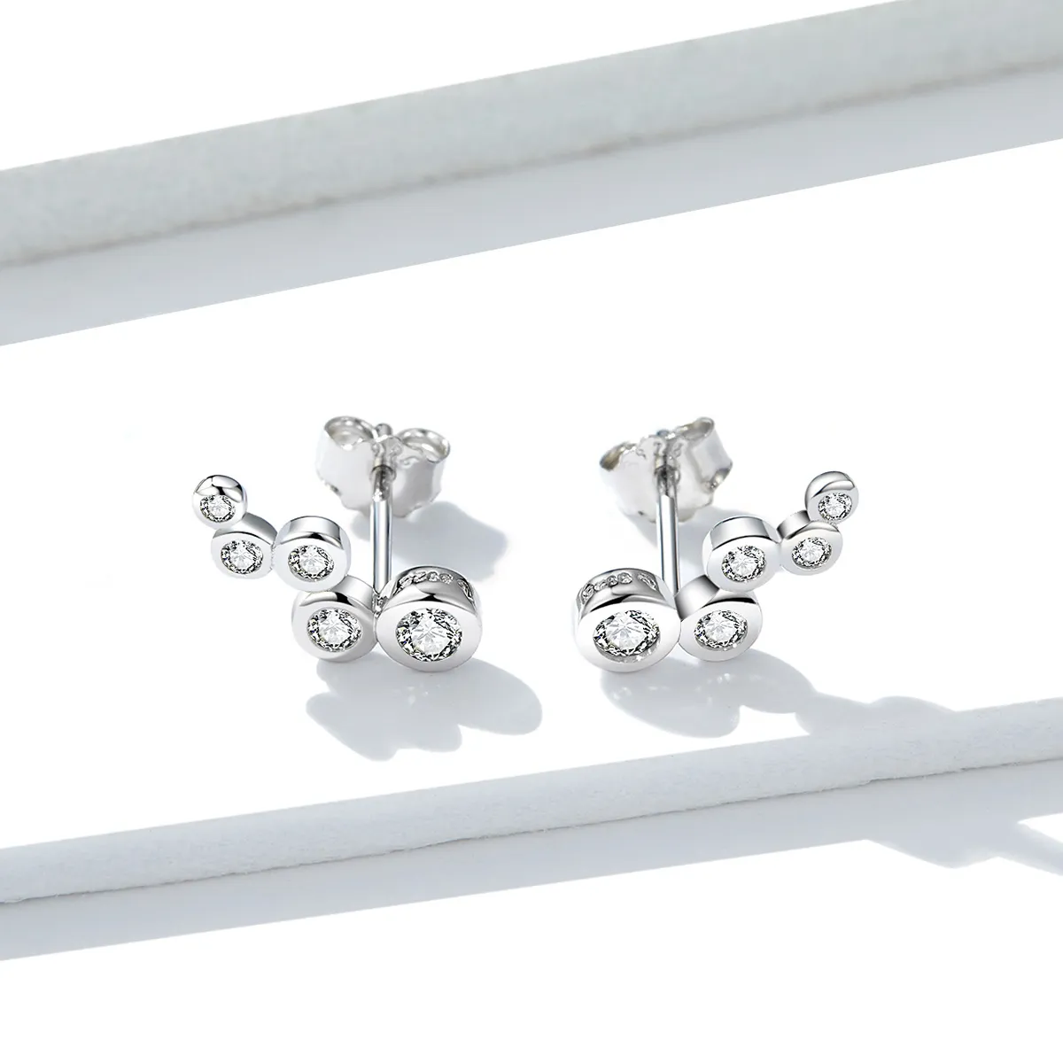 Pandora Style Silver Shiny Elegance Stud Earrings - BSE235