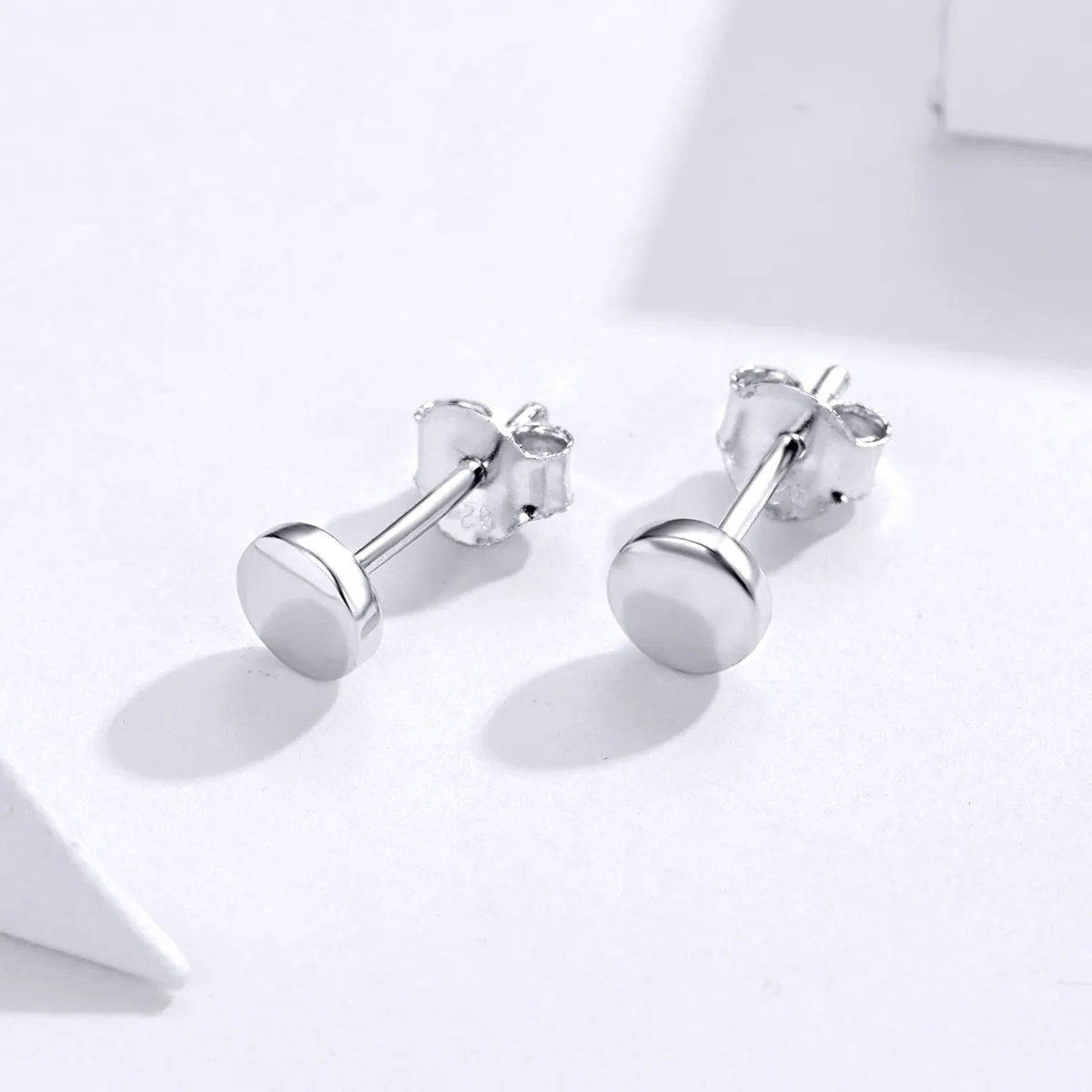 Pandora Style Silver Simple Bean Stud Earrings - SCE705-A