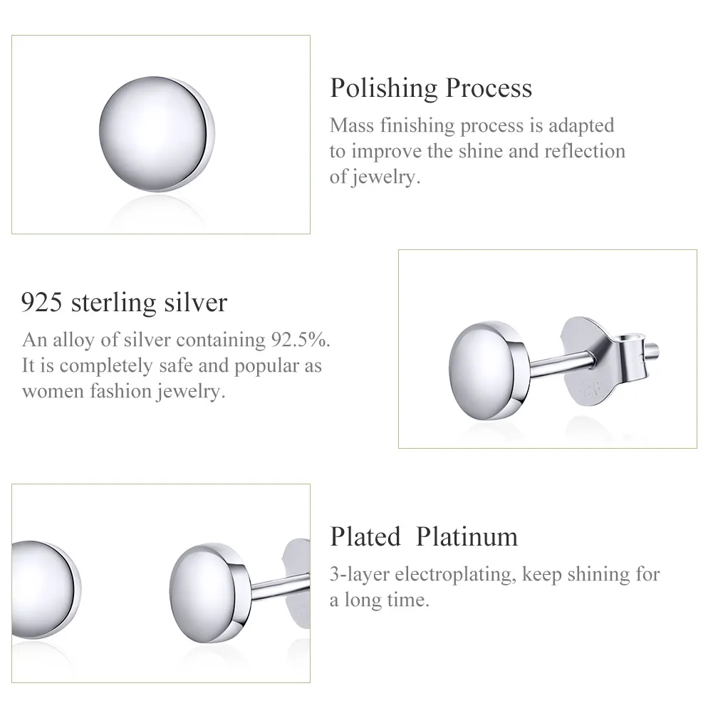 Pandora Style Silver Simple Bean Stud Earrings - SCE705-A