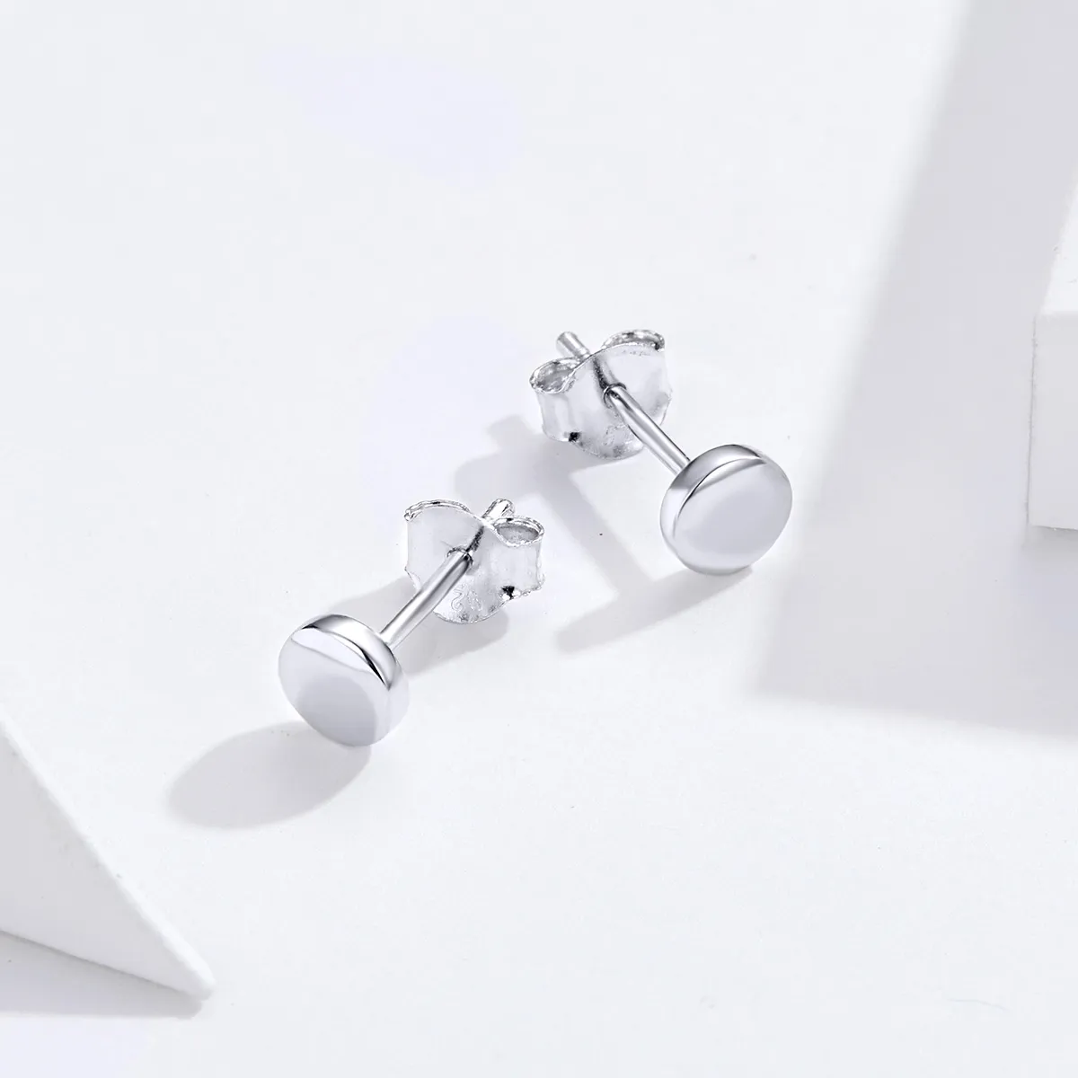 Pandora Style Silver Simple Bean Stud Earrings - SCE705-A