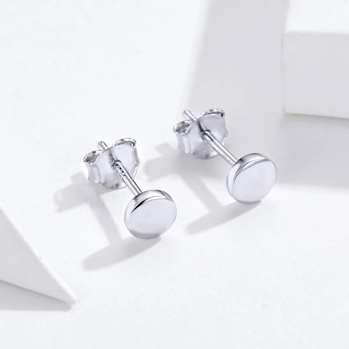 Pandora Style Silver Simple Bean Stud Earrings - SCE705-A