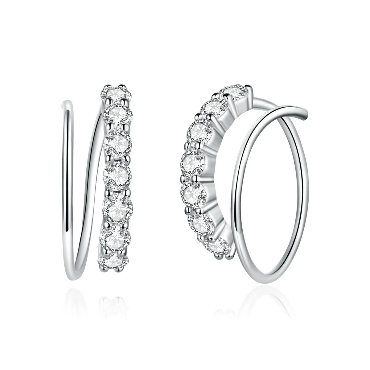 Pandora Style Silver Simple Geometry Hoop Earrings - SCE931