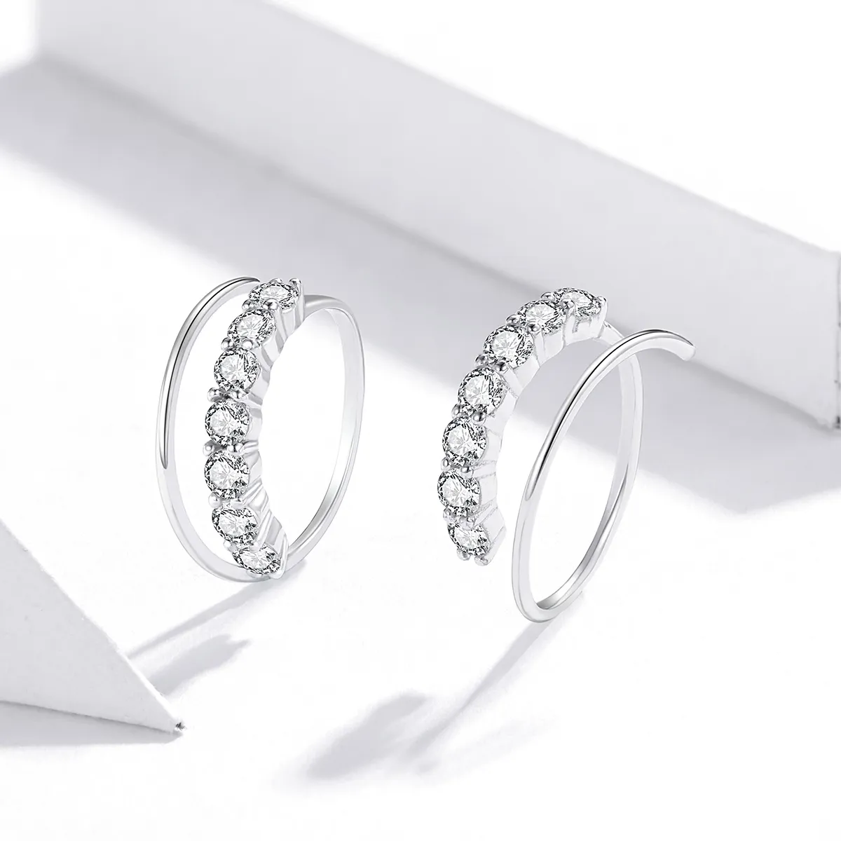 Pandora Style Silver Simple Geometry Hoop Earrings - SCE931