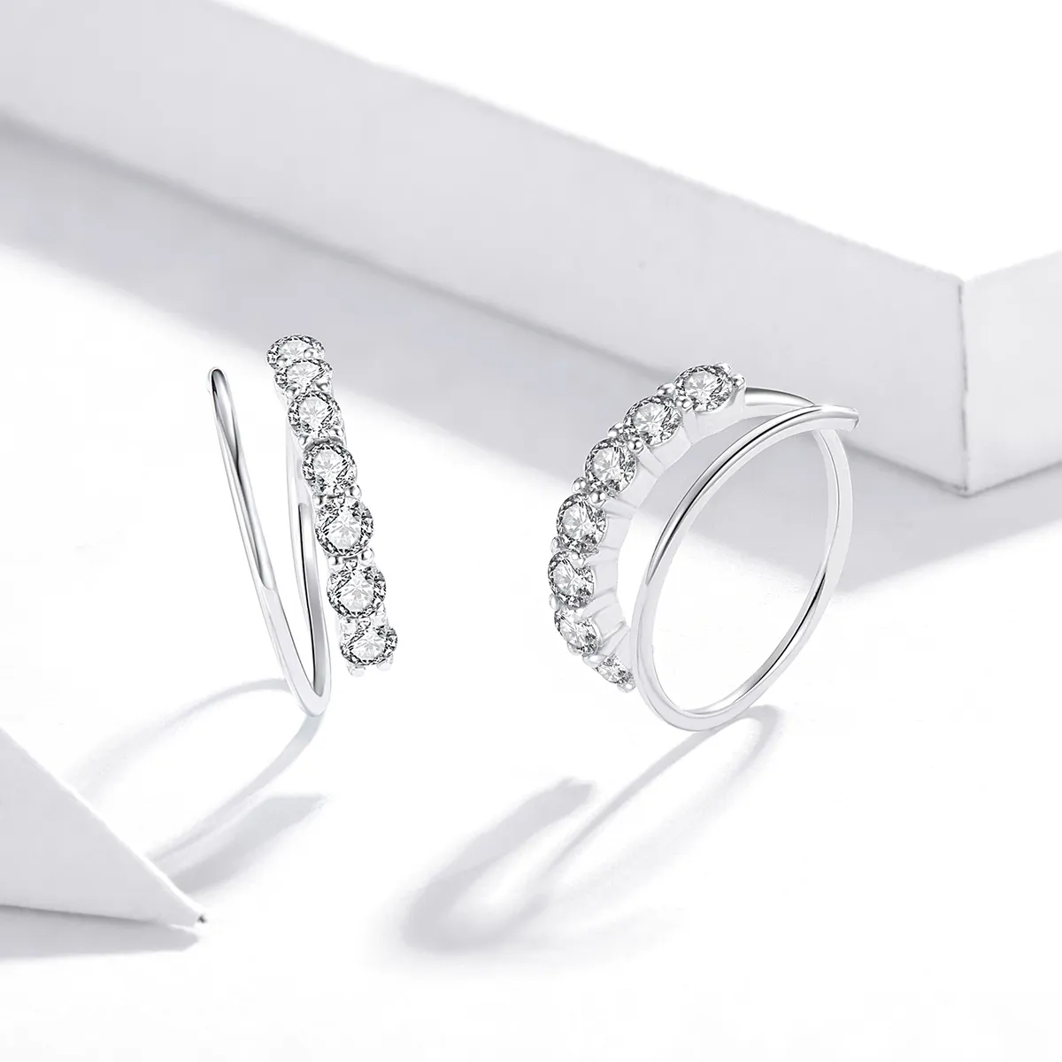 Pandora Style Silver Simple Geometry Hoop Earrings - SCE931