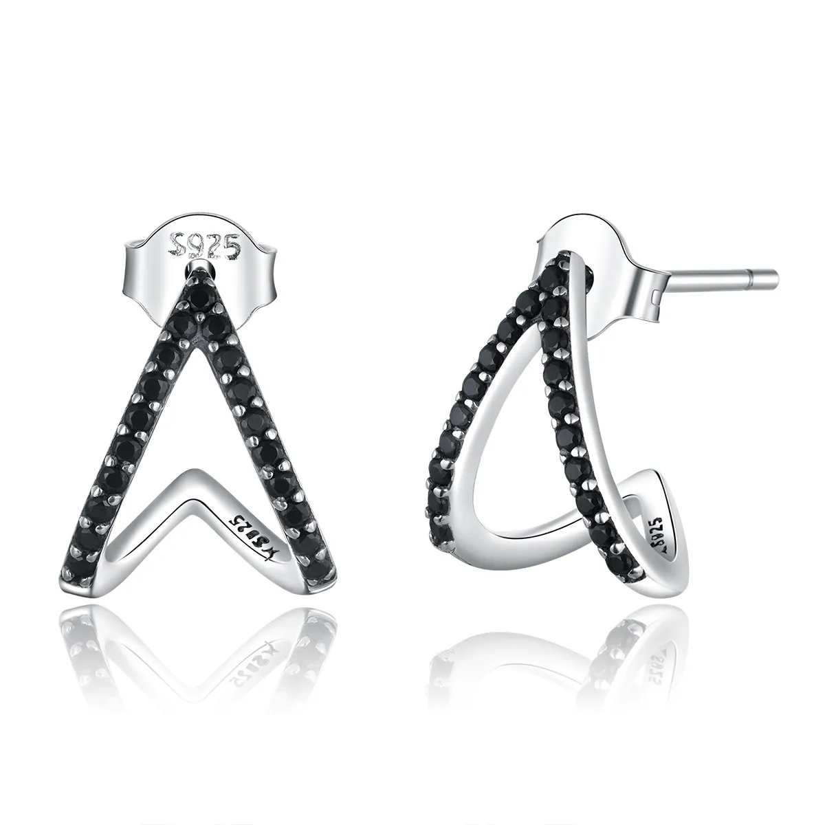 pandora style silver simple geometry stud earrings sce924