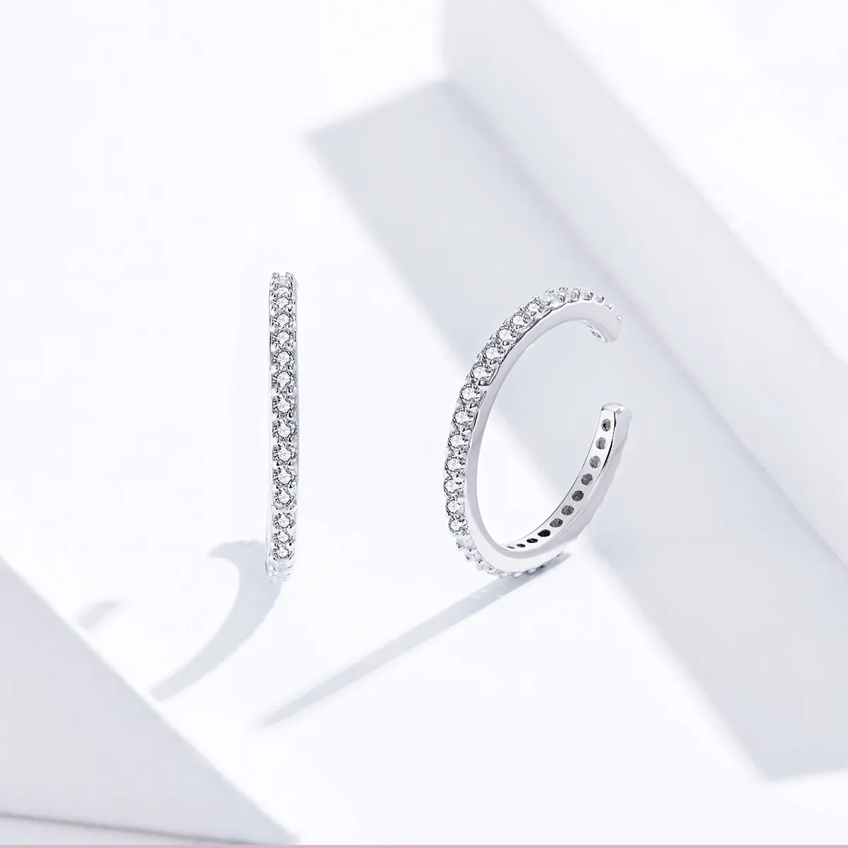 Pandora Style Silver Simple Hoop Earrings - SCE842