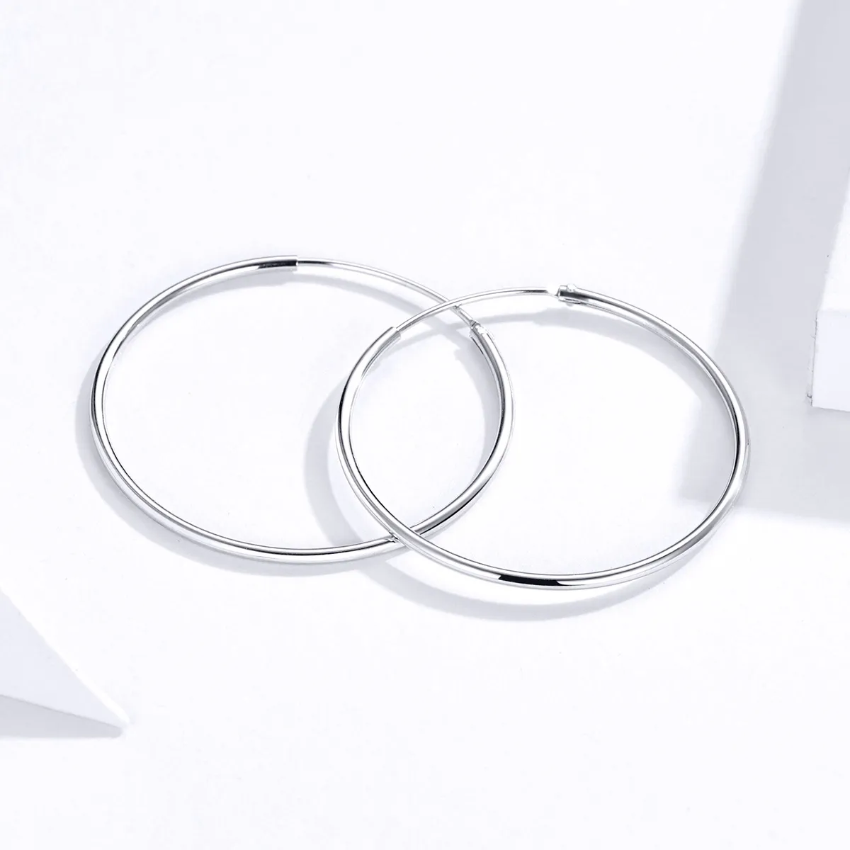 Pandora Style Silver Simple Line Hoop Earrings - SCE710