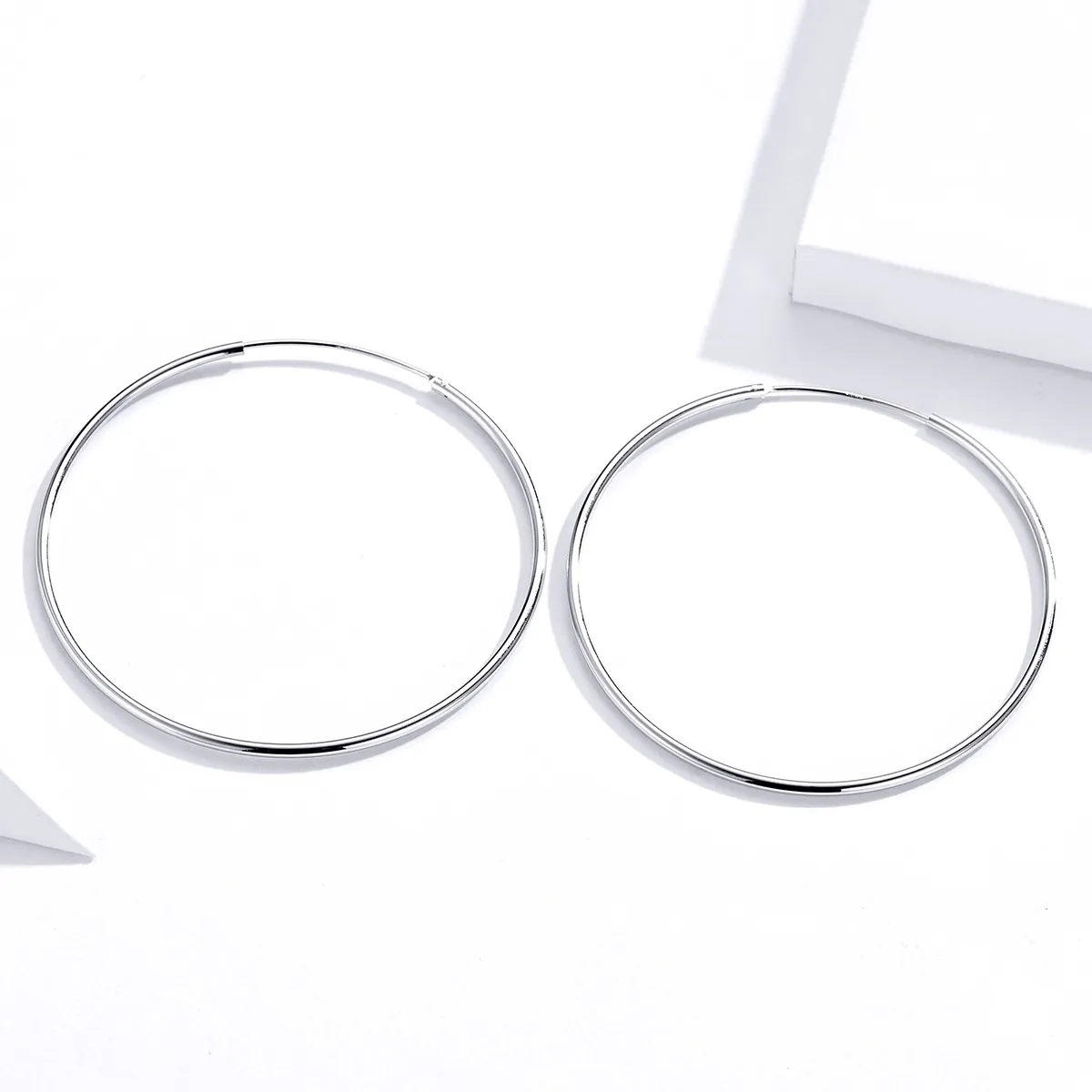 Pandora Style Silver Simple Line Hoop Earrings - SCE711