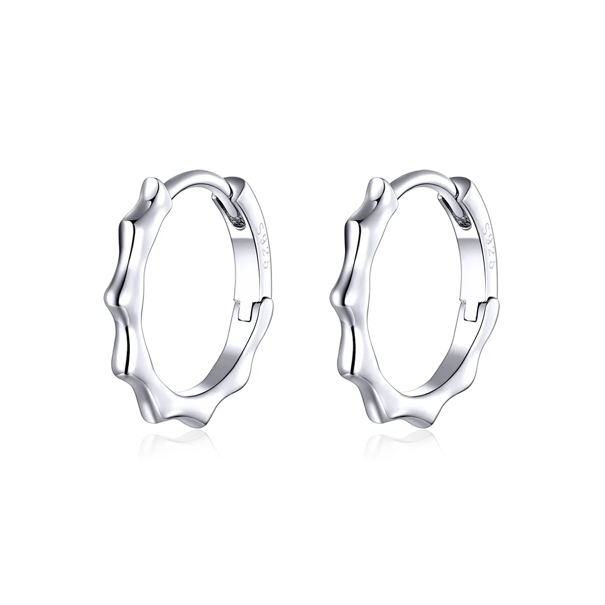 Pandora Style Silver Simple Line Hoop Earrings - SCE843