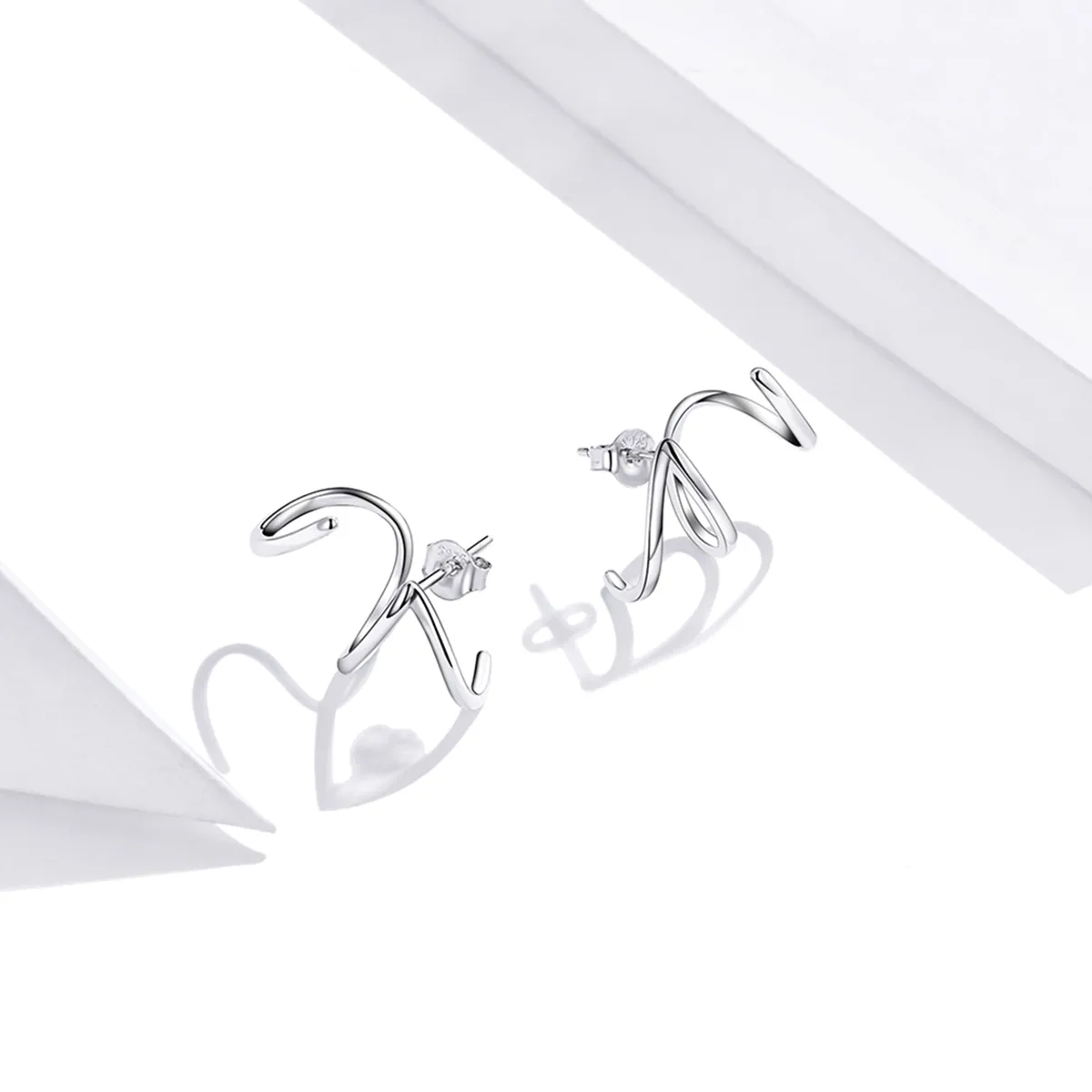 Pandora Style Silver Simple Line Stud Earrings - SCE986