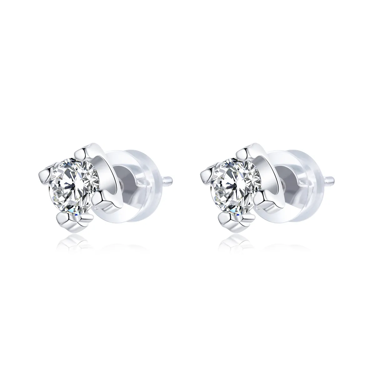 pandora style silver simple zircon stud earrings sce974