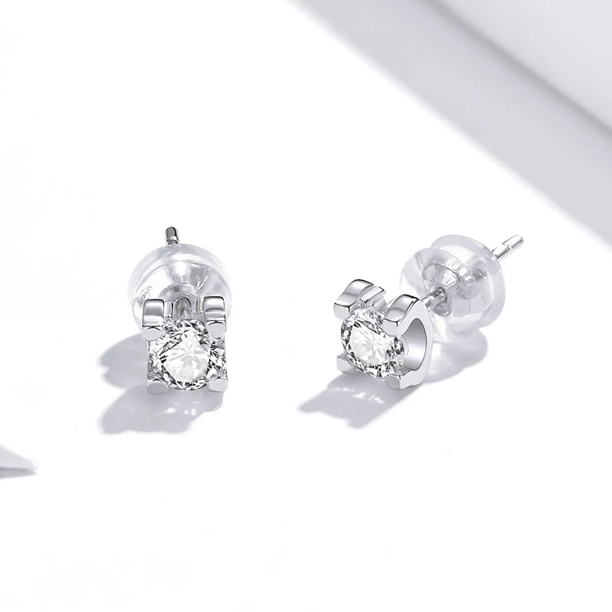 Pandora Style Silver Simple Zircon Stud Earrings - SCE974