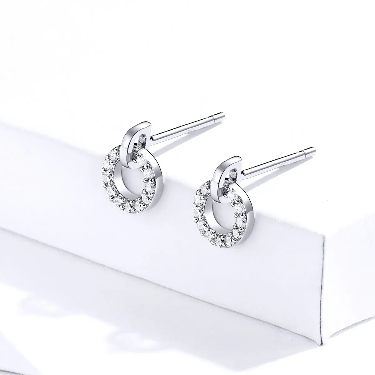 Pandora Style Silver Small Circle Stud Earrings - SCE767