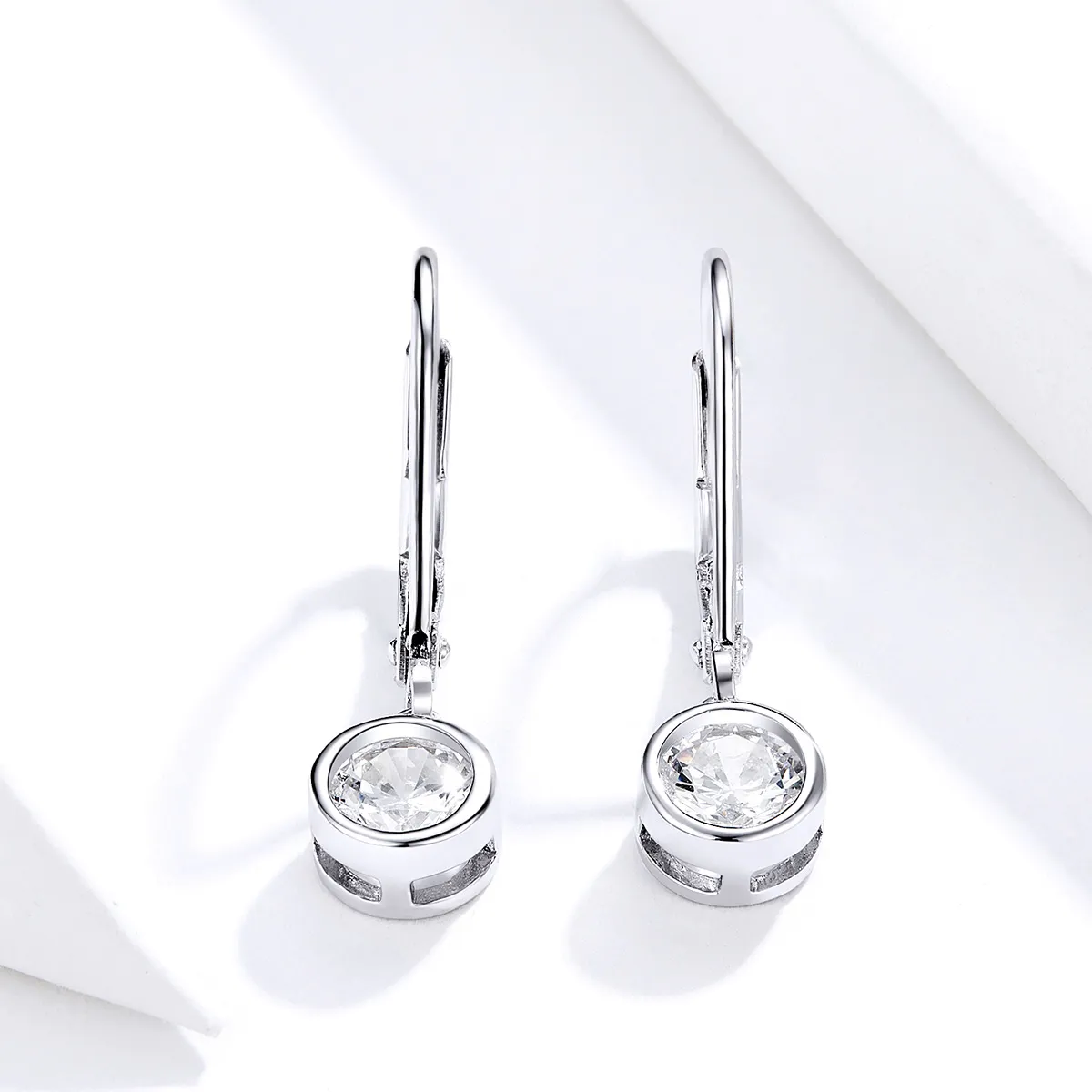 Pandora Style Silver Sparkle Dangle Earrings - SCE747