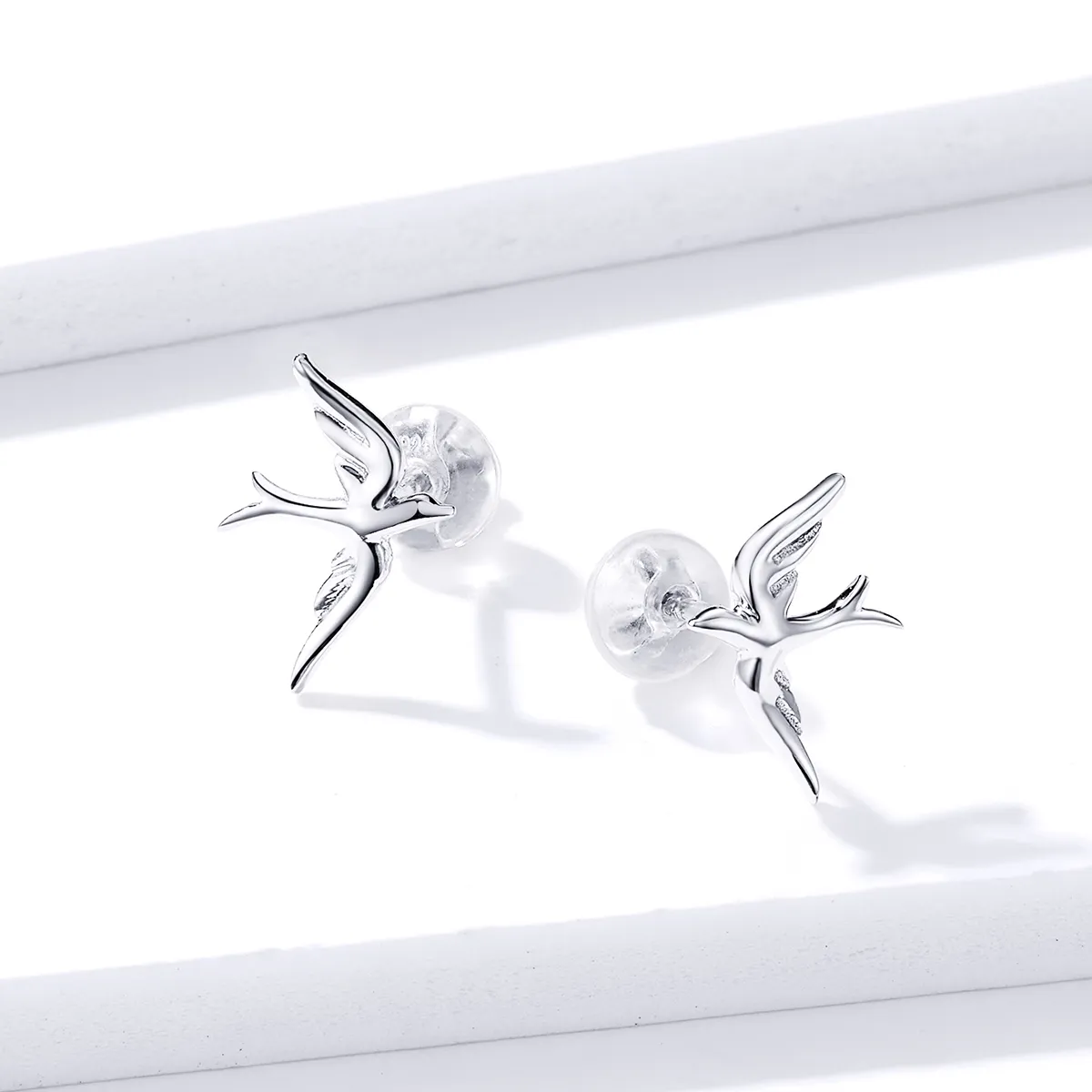 Pandora Style Silver Spring Swallow Stud Earrings - BSE302