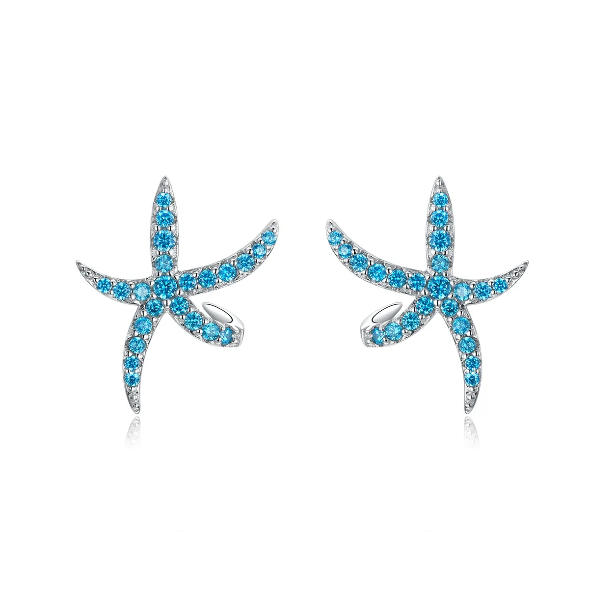 Pandora Style Silver Starfish Stud Earrings - BSE136