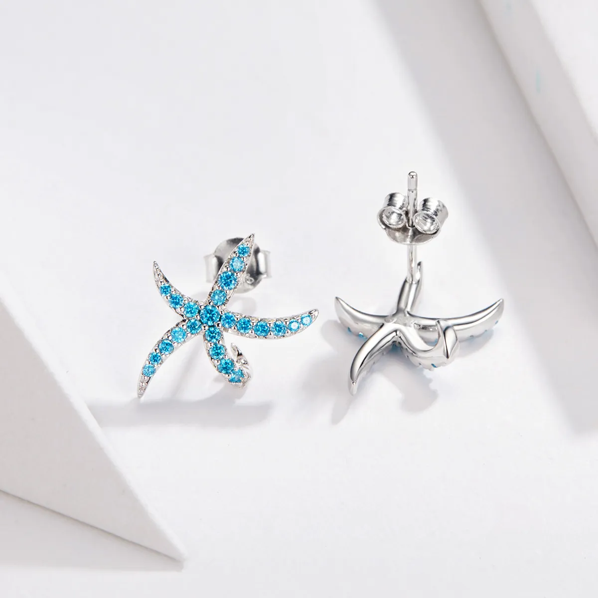 Pandora Style Silver Starfish Stud Earrings - BSE136