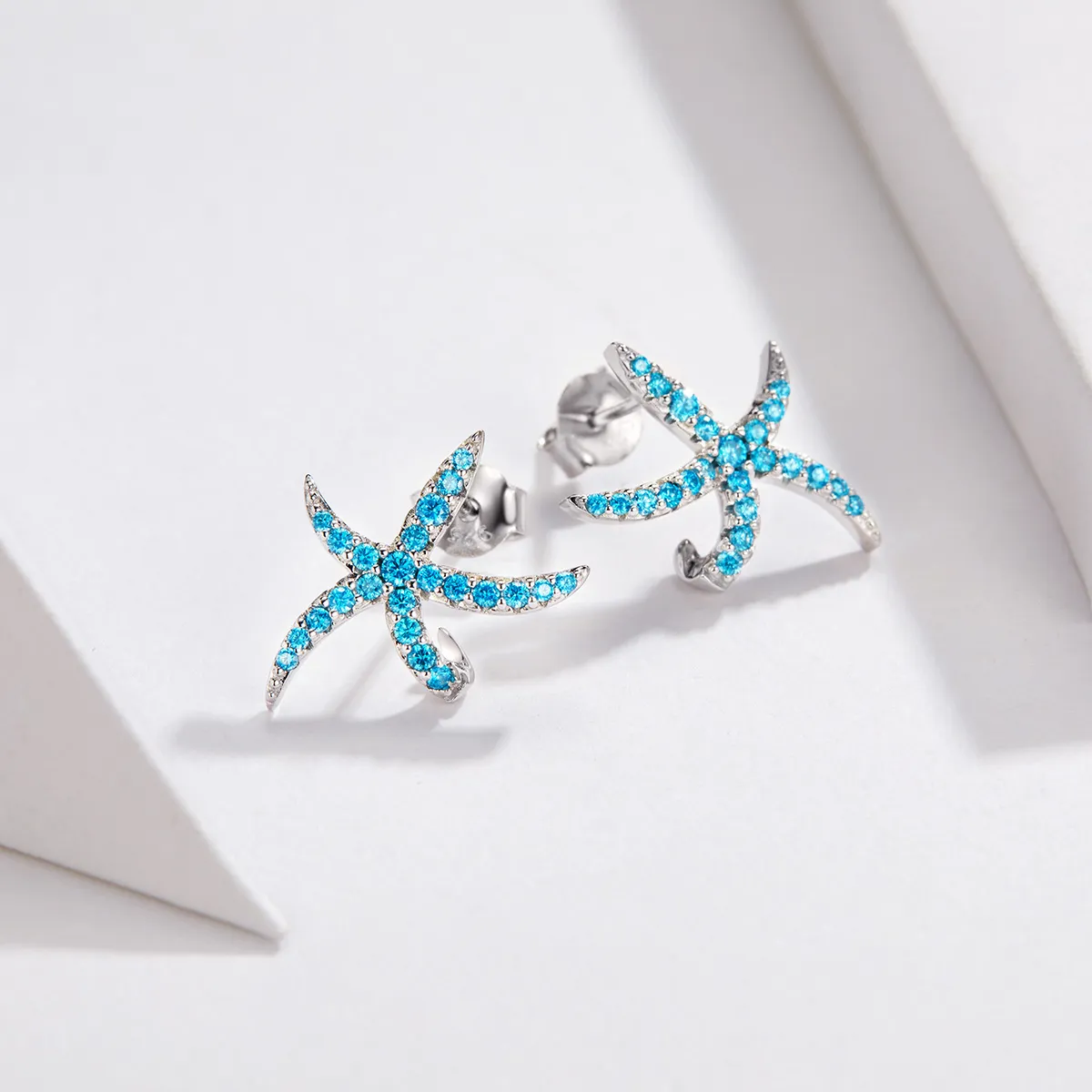 Pandora Style Silver Starfish Stud Earrings - BSE136