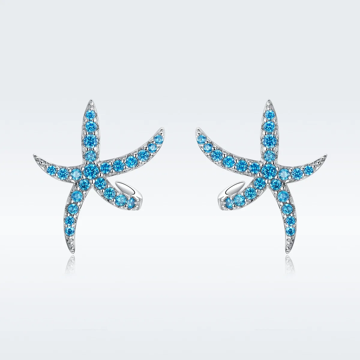 Pandora Style Silver Starfish Stud Earrings - BSE136