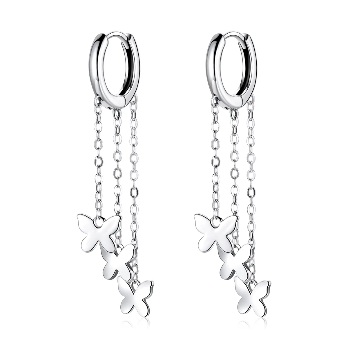 pandora style silver tassel butterfly dangle earrings sce1173