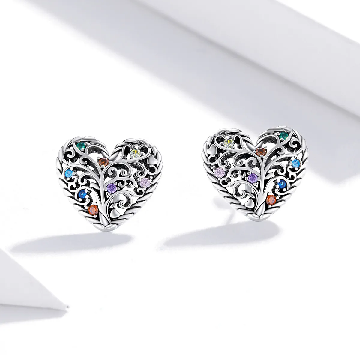 Pandora Style Silver Tree of Life Stud Earrings - SCE933