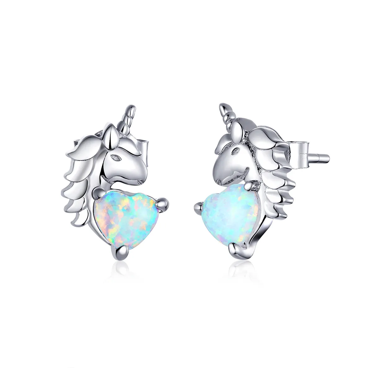 pandora style silver unicorn stud earrings sce896