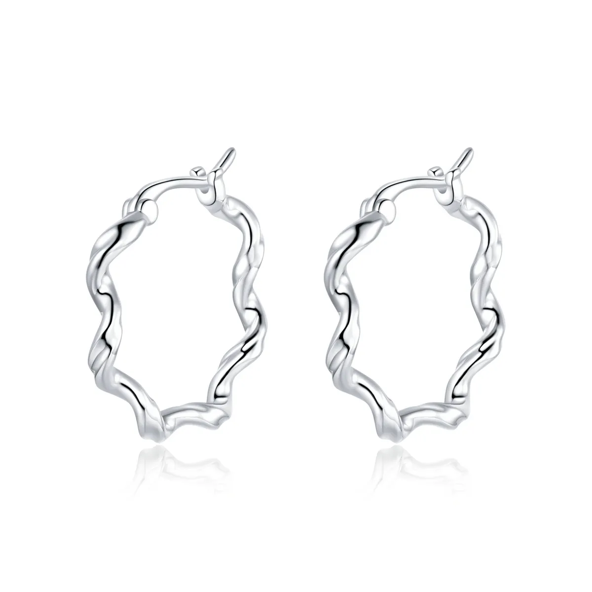 pandora style silver wave hoop earrings sce976