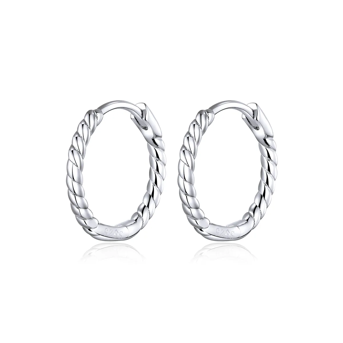 Pandora Style Silver Weaving geometry Hoop Earrings - SCE841