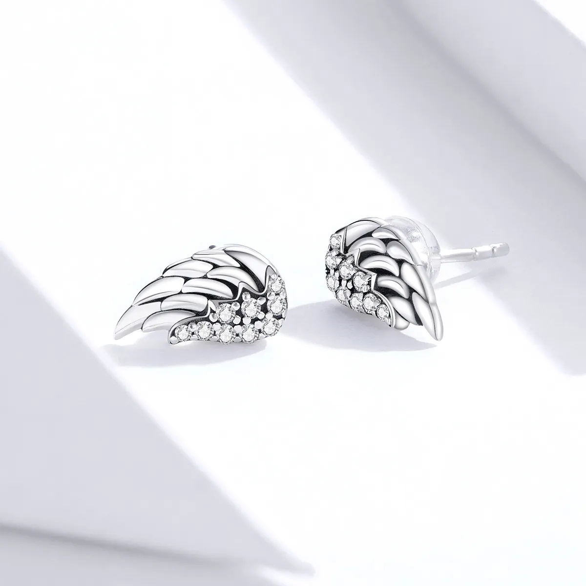 Pandora Style Silver Wings Stud Earrings - SCE882