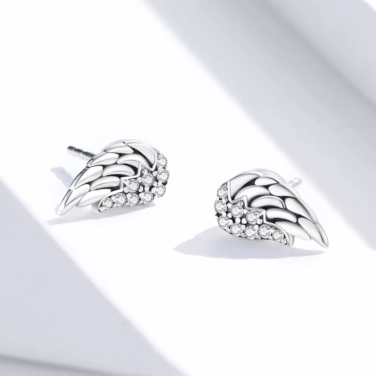 Pandora Style Silver Wings Stud Earrings - SCE882