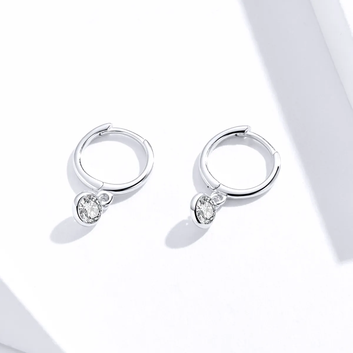 Pandora Style Silver Zirconia Dangle Earrings - SCE830