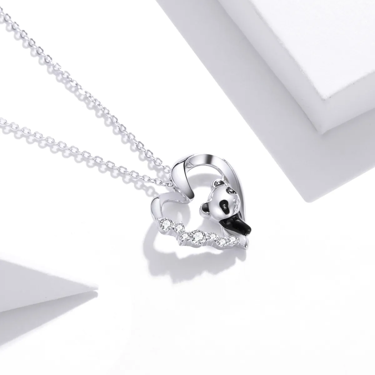 Pandora Style Silver Cute Little Panda Pendant Necklace - SCN453