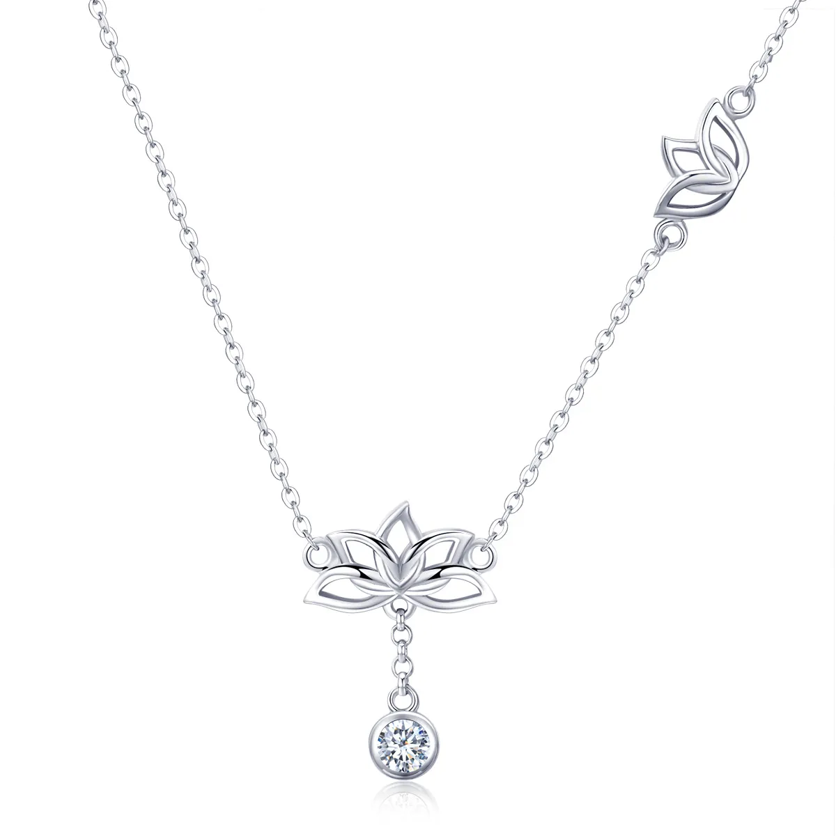 Pandora Style Silver Fresh Lotus Pendant Necklace - BSN012