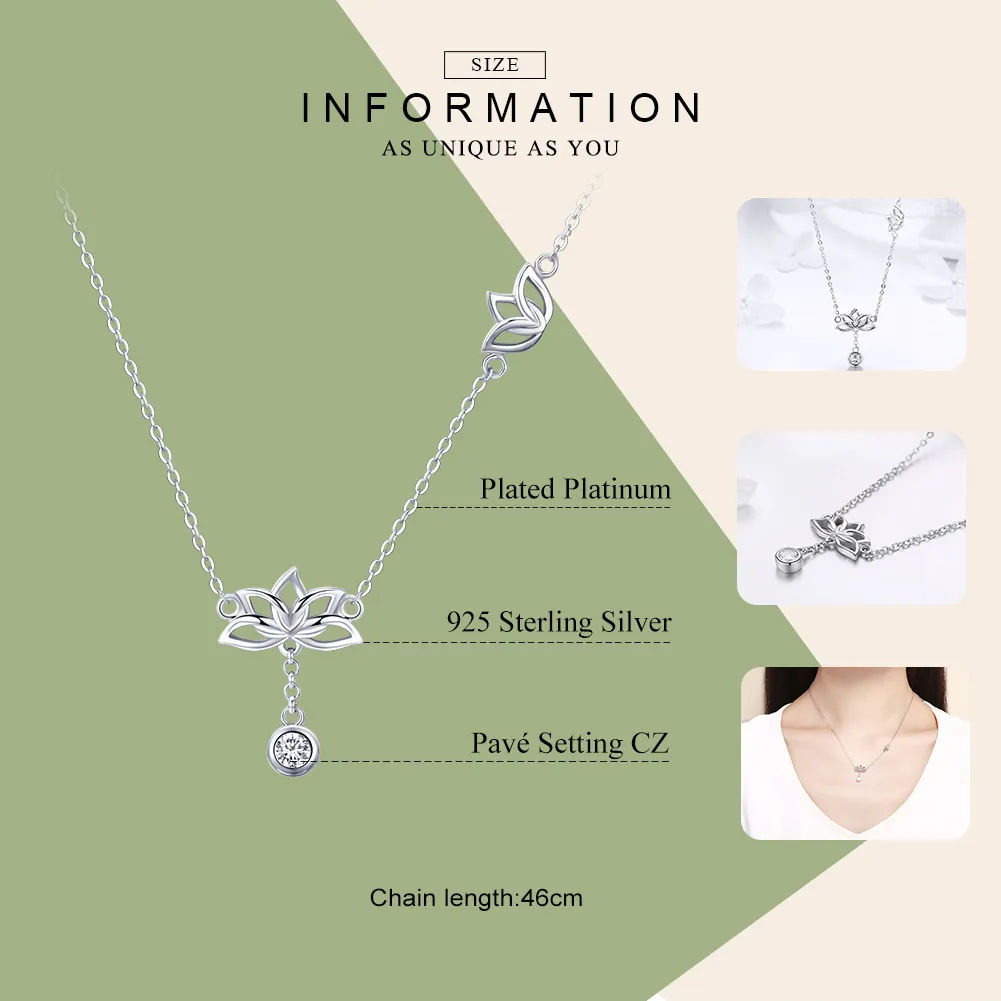 Pandora Style Silver Fresh Lotus Pendant Necklace - BSN012