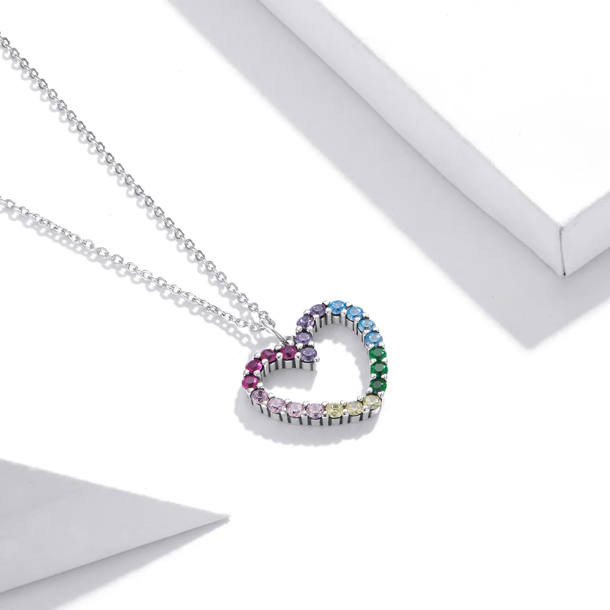 Pandora Style Silver Love of Rainbow Pendant Necklace - SCN449