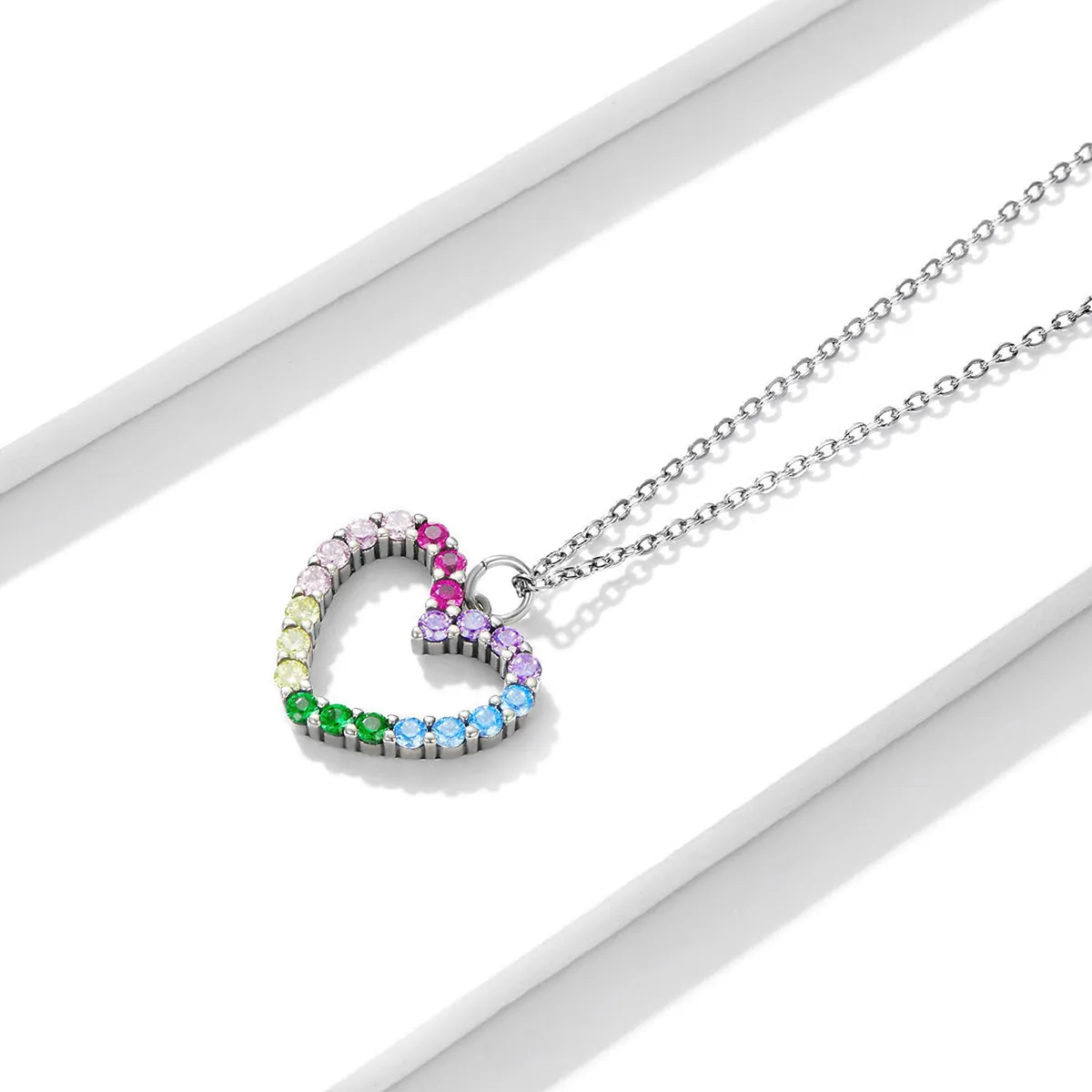 Pandora Style Silver Love of Rainbow Pendant Necklace - SCN449