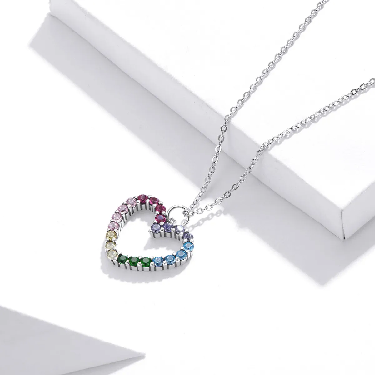 Pandora Style Silver Love of Rainbow Pendant Necklace - SCN449