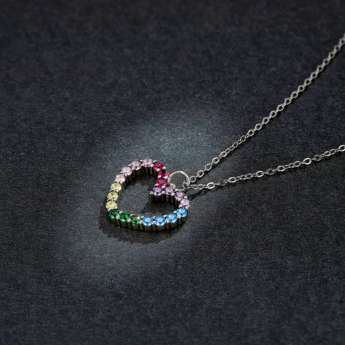 Pandora Style Silver Love of Rainbow Pendant Necklace - SCN449