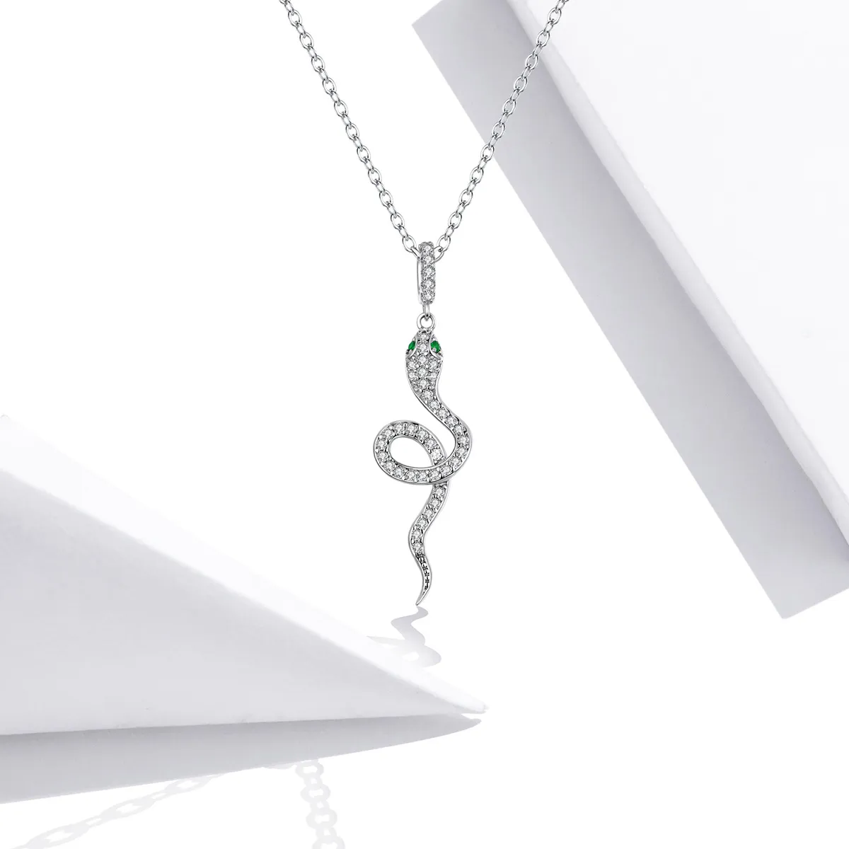 Pandora Style Silver Lovely Snake Pendant Necklace - SCN409