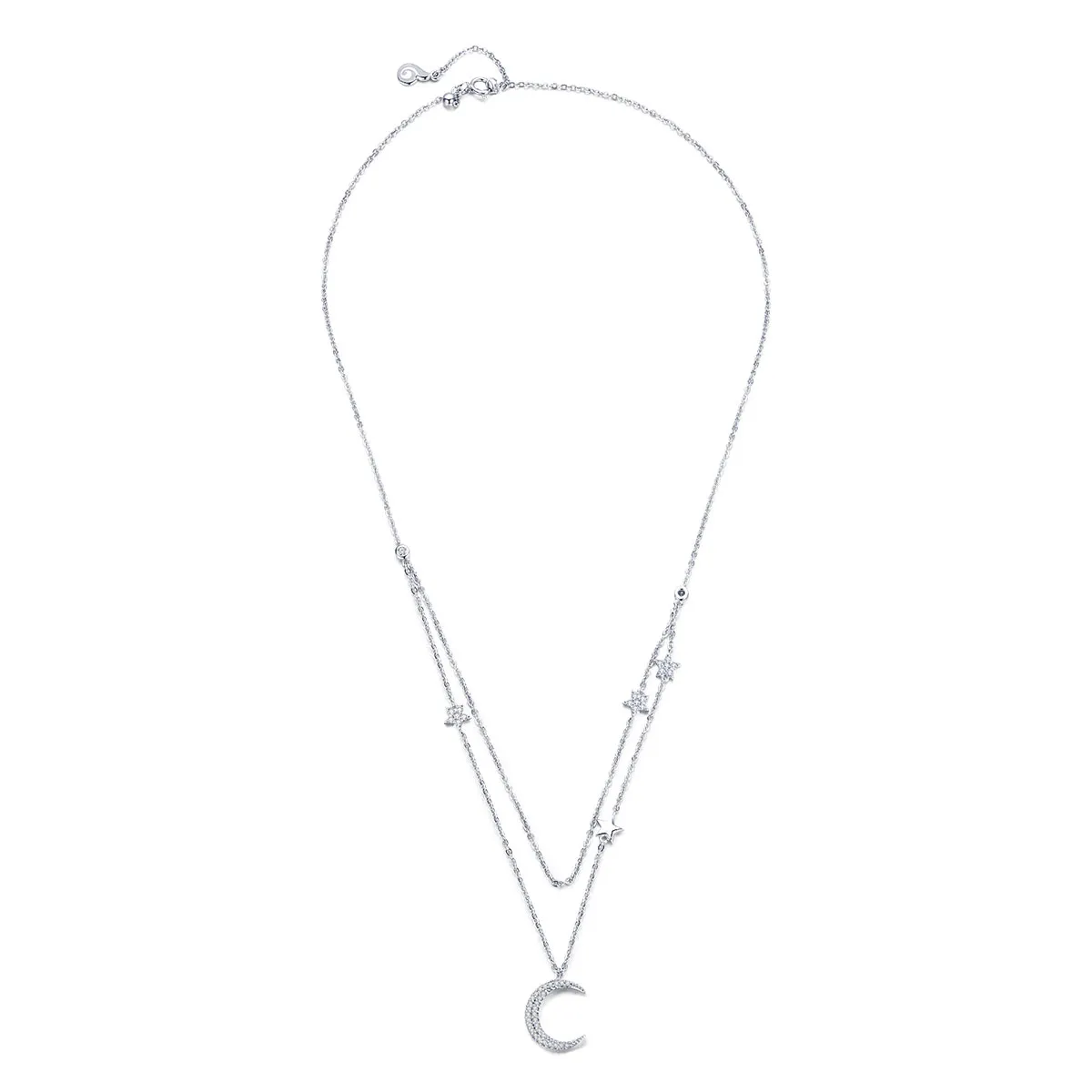 Pandora Style Silver Moon & Stars Pendant Necklace - BSN038