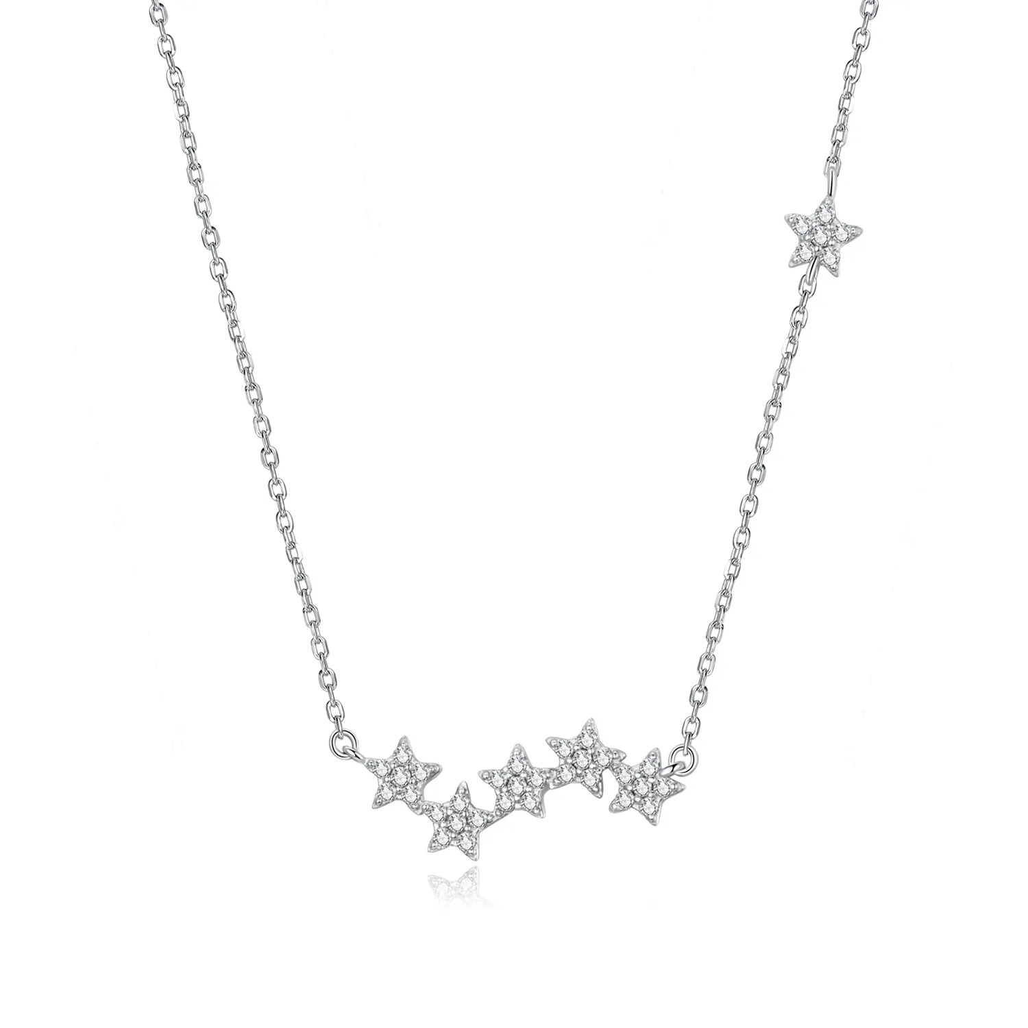 Pandora Style Silver Twinkling Stars Pendant Necklace - SCN419