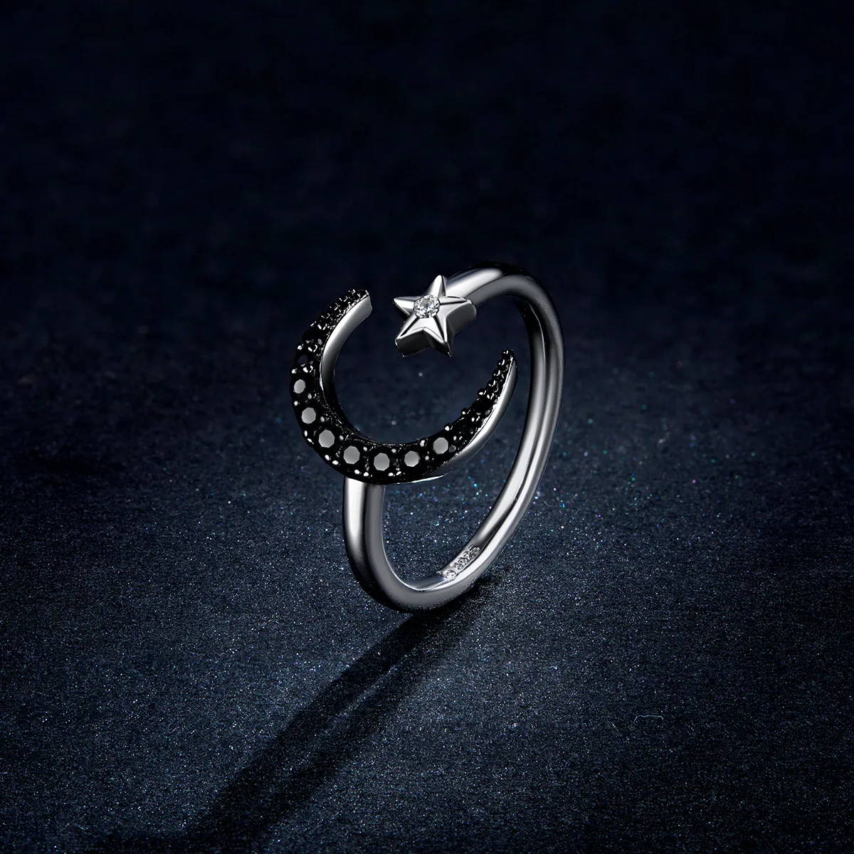 Pandora Style Silver Best Friend Moon And Star Open Ring - BSR137