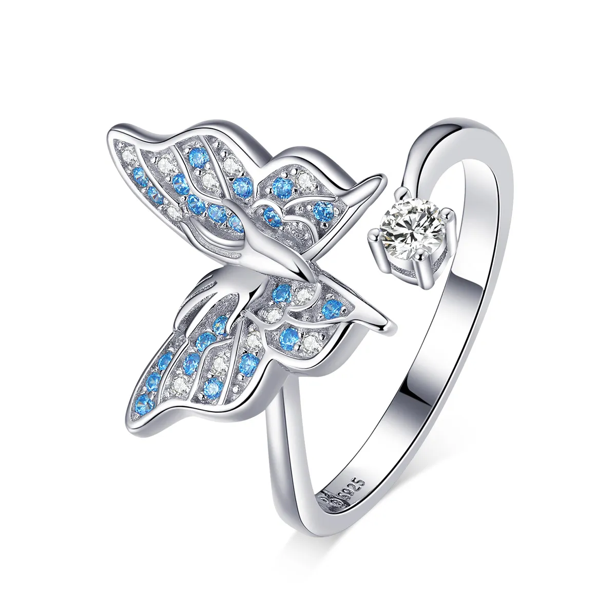 Pandora Style Silver Butterfly Wing Open Ring - BSR098