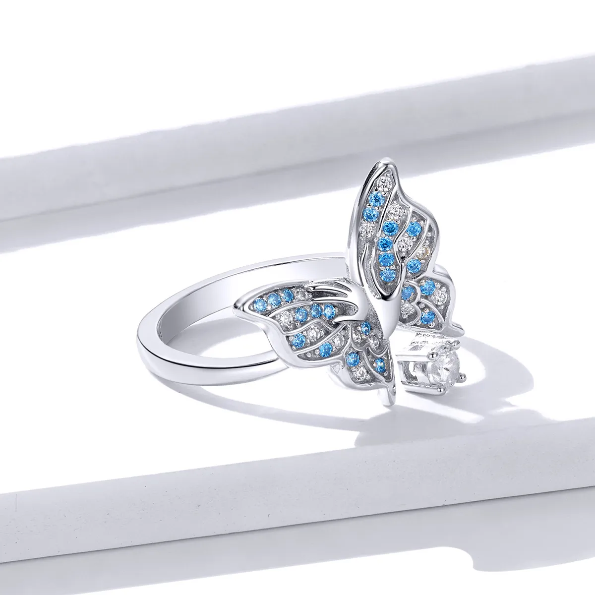 Pandora Style Silver Butterfly Wing Open Ring - BSR098