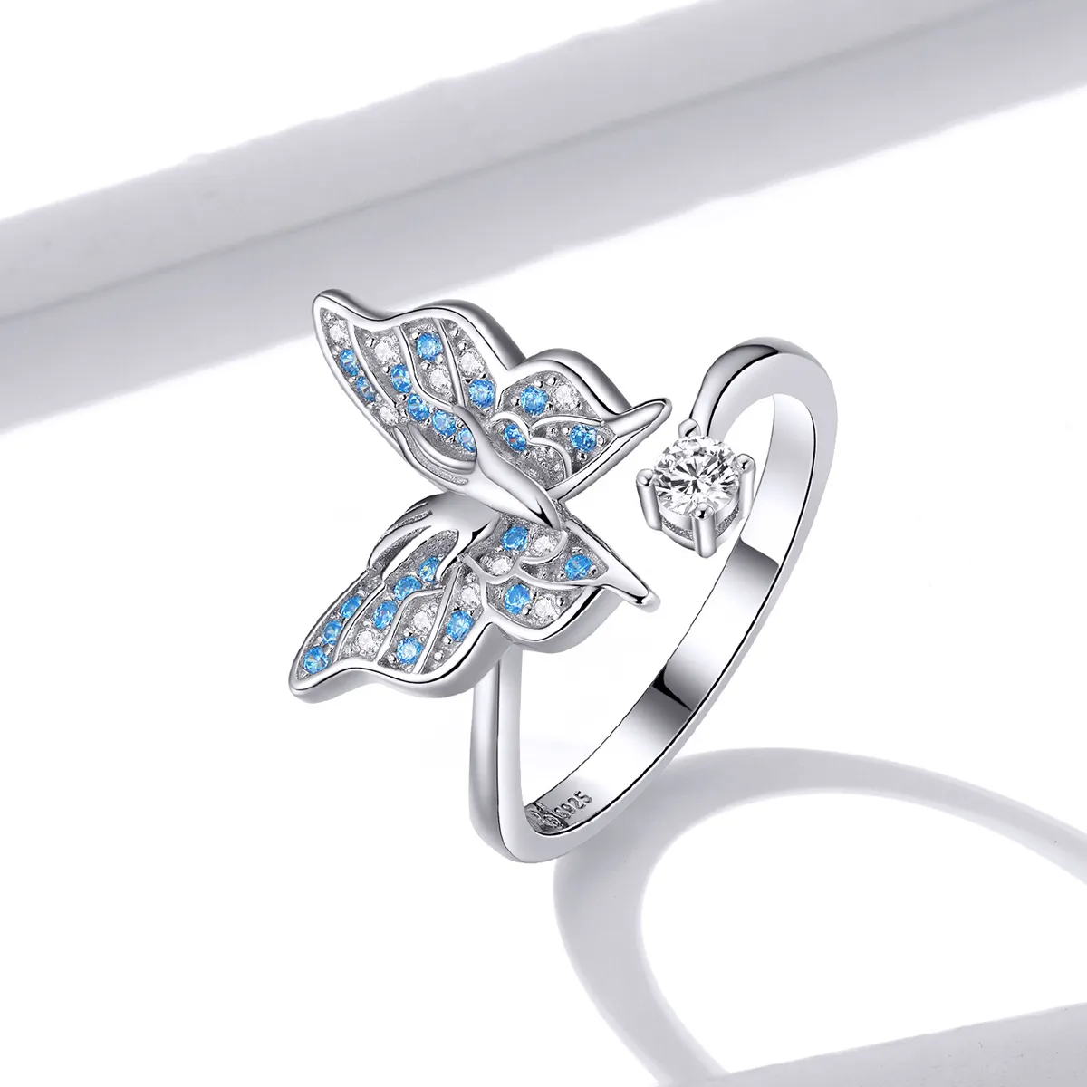 Pandora Style Silver Butterfly Wing Open Ring - BSR098